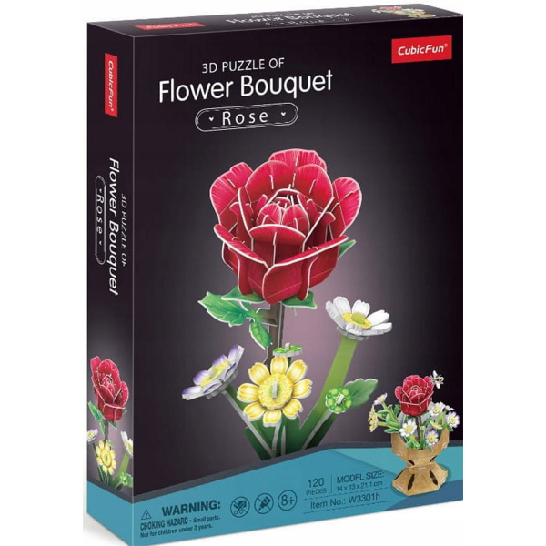 CubicFun 3D Puzzle Flower Bouquet - Rose 120pcs W3301H/CBF233013