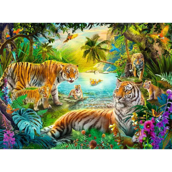 Ravensburger puzzle (slagalice) - 500pcs Porodica tigrova u oazi RA12001384