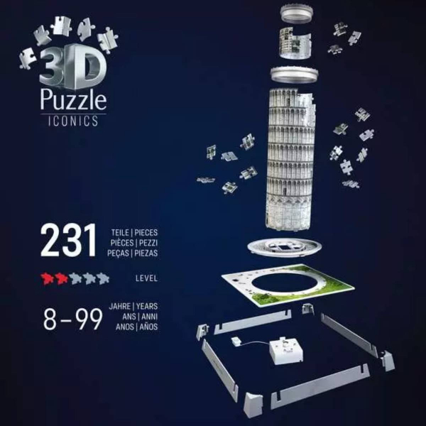 Ravensburger 3D puzzle (slagalice) – 216pcs Krivi toranj u Pizi sa svetlom RA12008028
